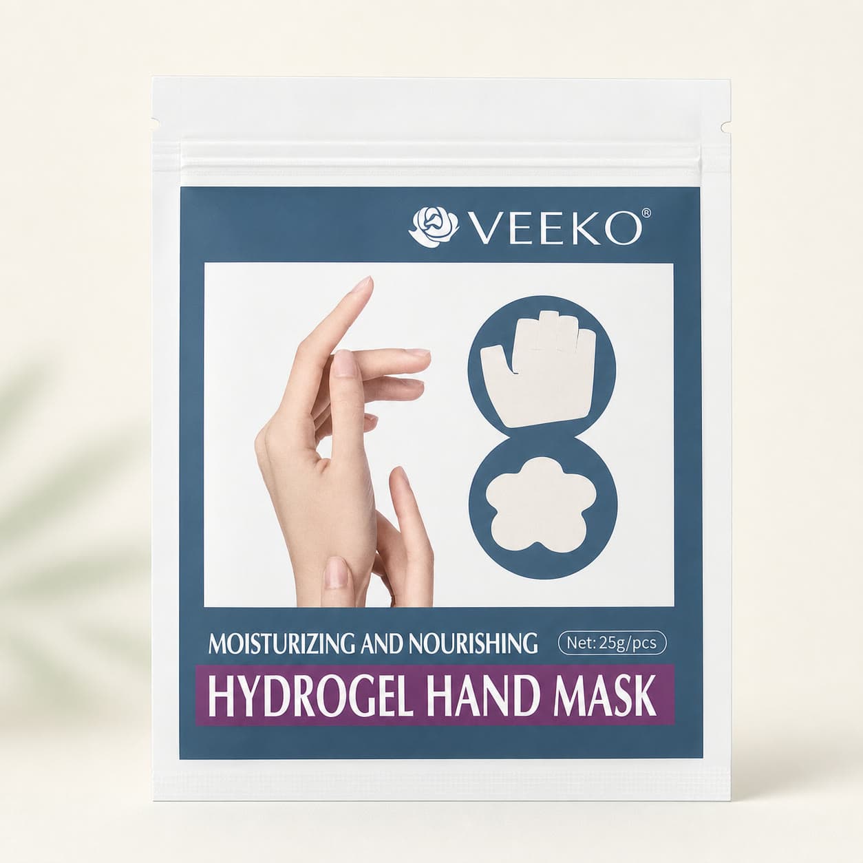 VEEKO Moisturizing and Nourishing Hydrogel Hand Mask ມາສ໌ມືໄຮໂດຣເຈວ VEEKO ຂະໜາດ 25 ກຣາມ/ຊິ້ນ · ຊ່ວຍເຕີມຄວາມຊຸ່ມຊື່ນ ບຳລຸງ ແລະ ດູແລຜິວມື ຕາມທີ່ລະບຸເທິງຊອງ · ລອກຟິມແລ້ວວາງດ້ານເຈວແນບຜິວມື 20-30 ນາທີ ແລ້ວຖອດອອກ ບໍ່ຕ້ອງລ້າງ · Art.No.MT31 · ຜະລິດທີ່ປະເທດຈີນ ໂດຍ Guangzhou Mengting Biotechnology Co., Ltd.